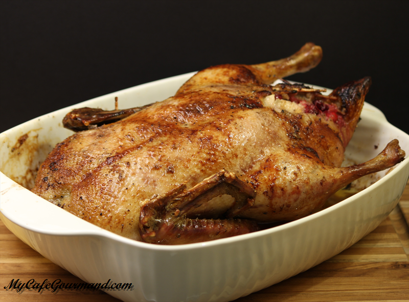 Whole Roast Duck With Apple and Cranberry Stuffing