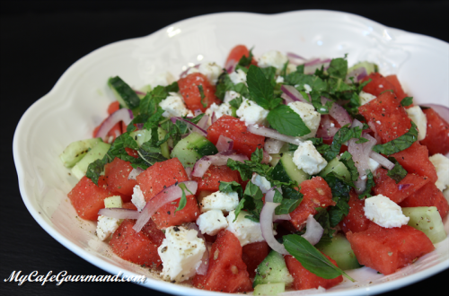Watermelon and Cucumber salad with Feta
